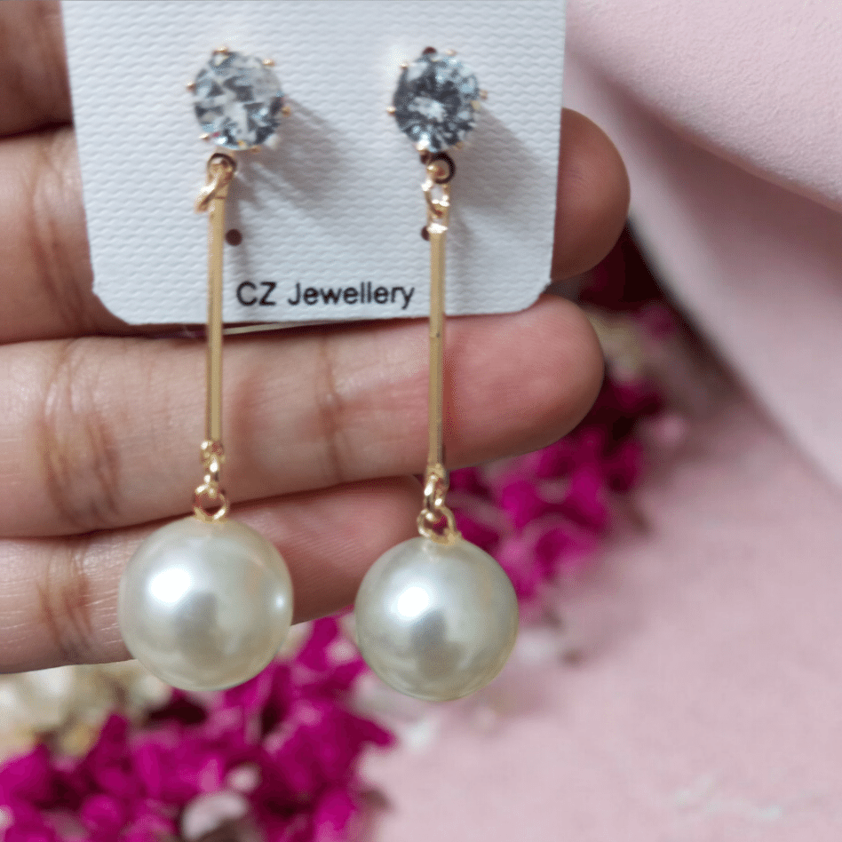 Pearl Drop Gold Earrings