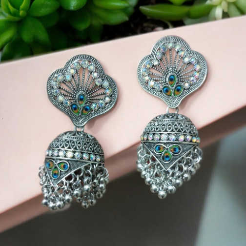 Peacock Lightweight Jhumka Earrings