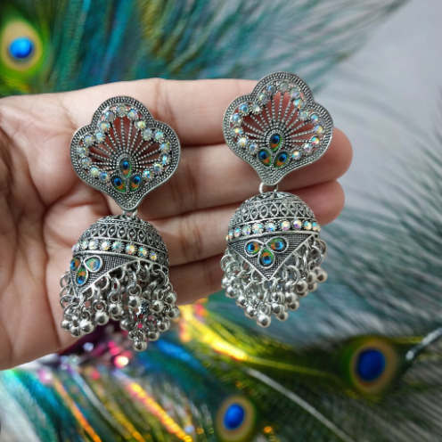 Peacock Lightweight Jhumka Earrings