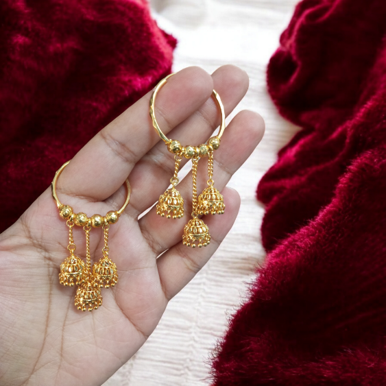 Gold Plated Gehna Bala Jhumka Earrings