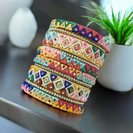 Multicolored Handcrafted Bangles Set