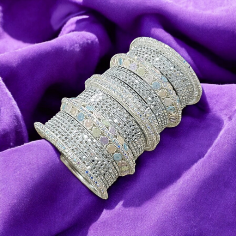Vantasi Glittery Silver Bangles Set