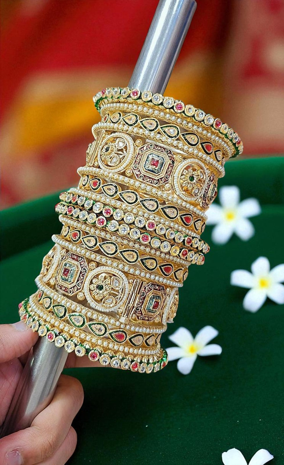 Rajwadi Kundan Bridal Bangles Set