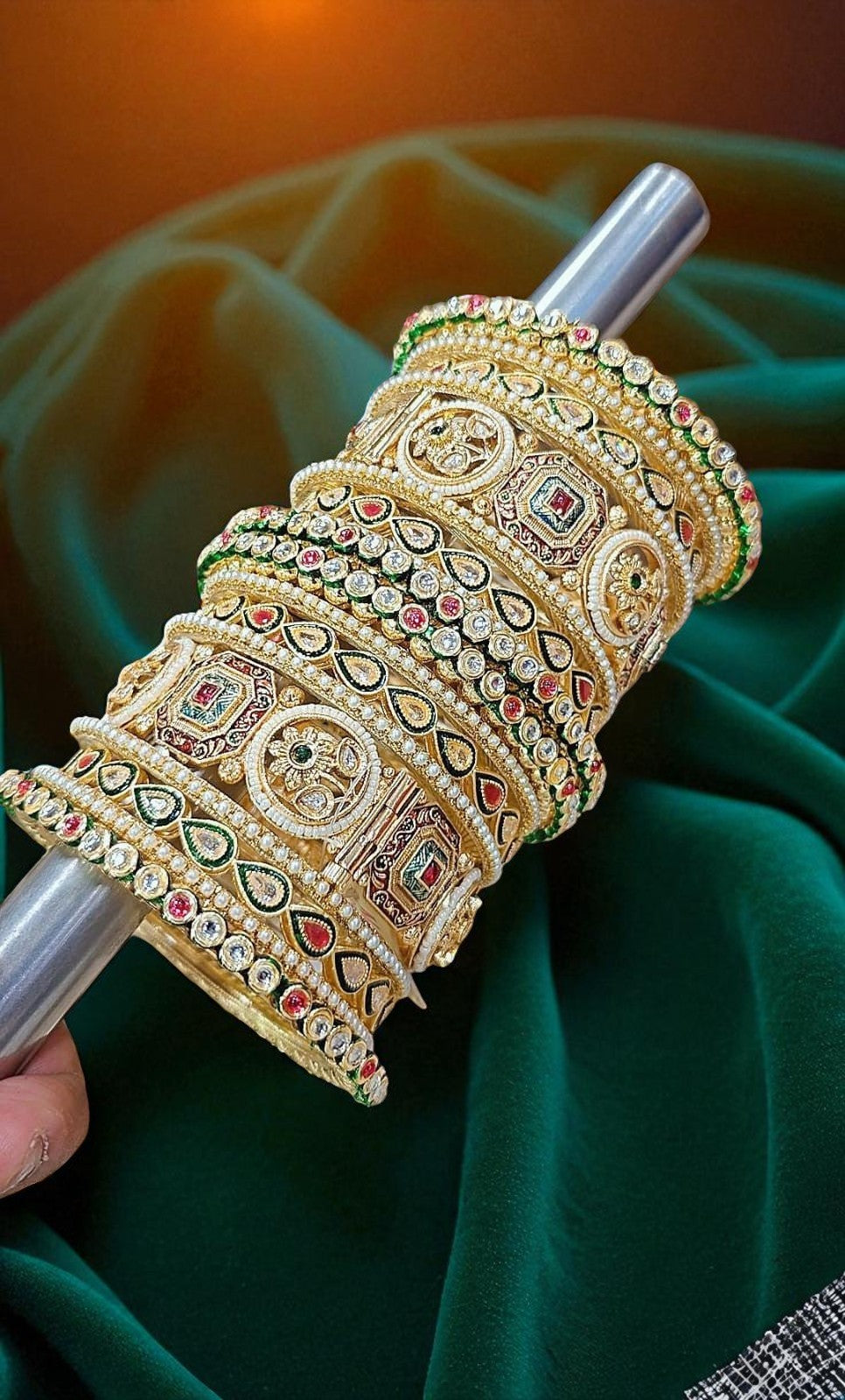 Rajwadi Kundan Bridal Bangles Set
