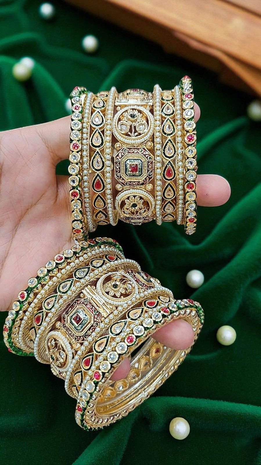 Rajwadi Kundan Bridal Bangles Set
