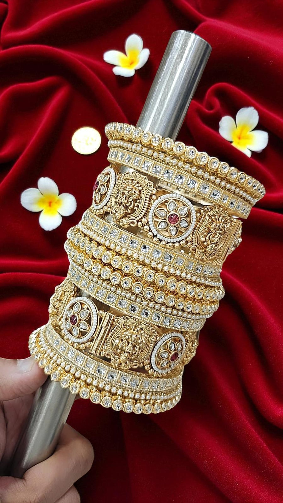 Rajwadi Temple Bangles Set