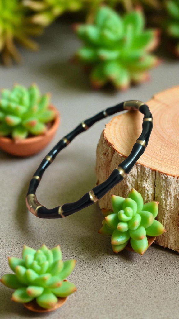 Anti Tarnish Black Bamboo Bracelet