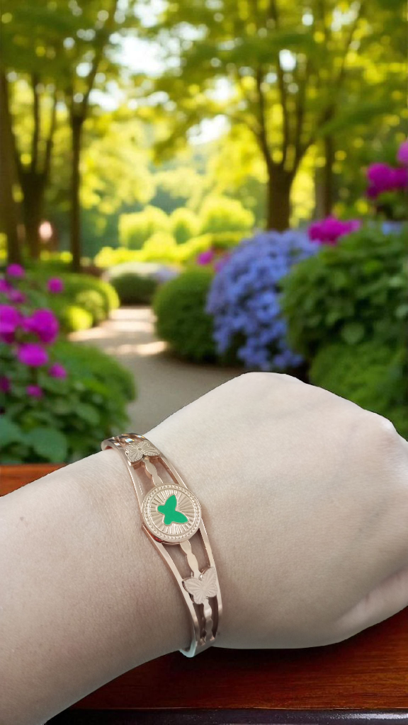 Anti Tarnish Green Butterfly Bracelet