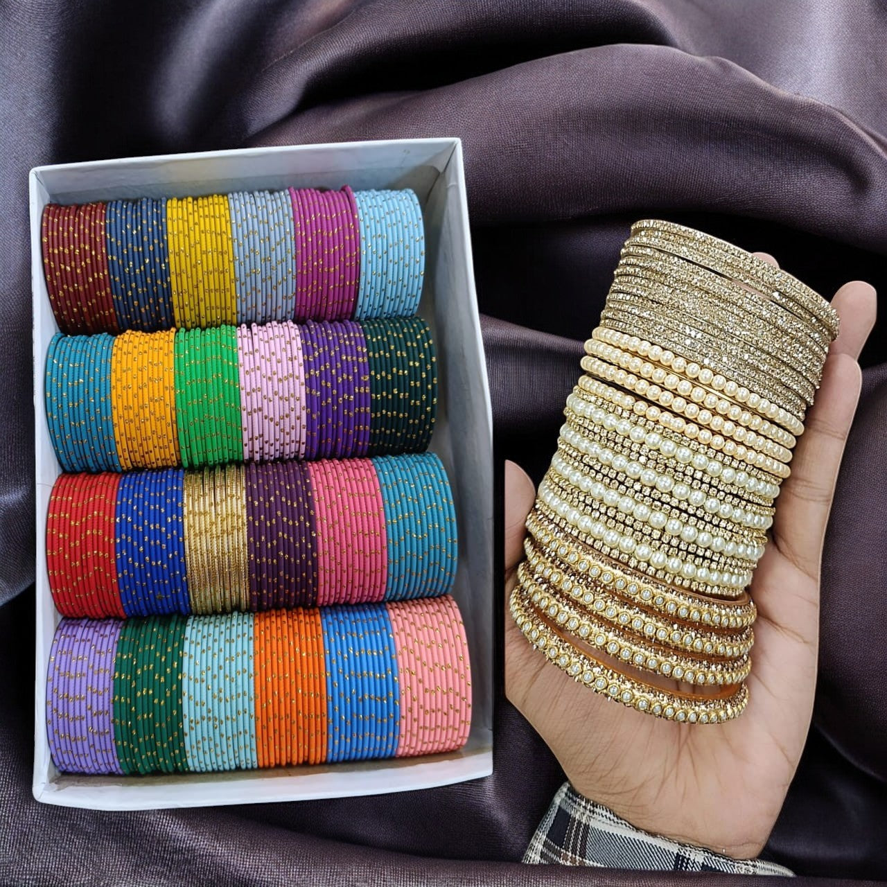 Super Queen Matte Dotted Bangles Combo Box