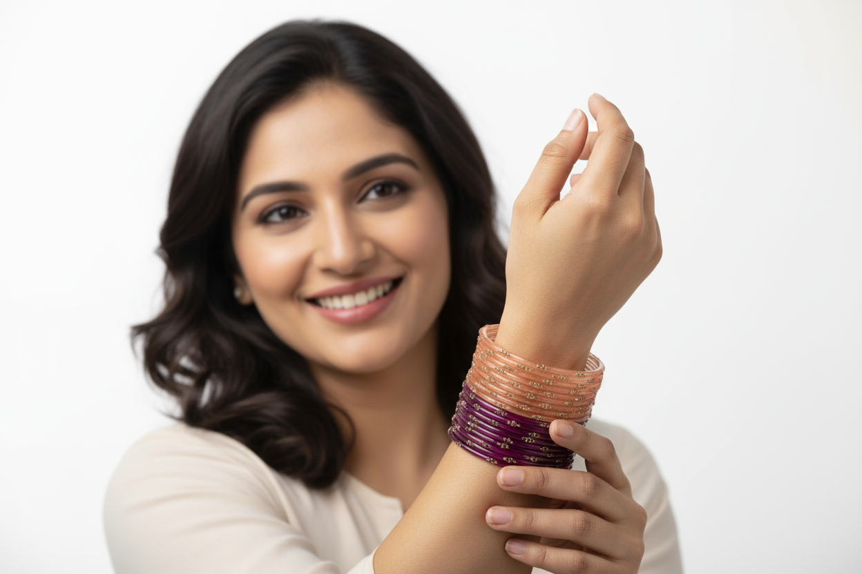 Raindrop Glass Bangles Set Sarva