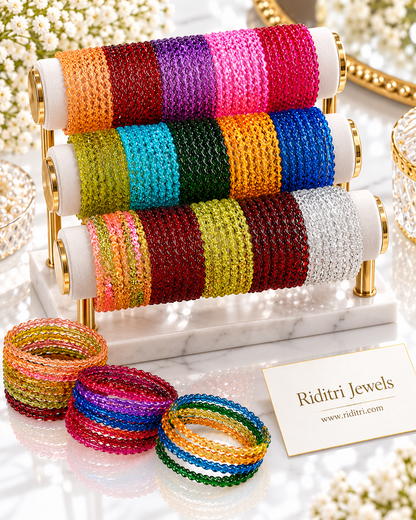 Viral Crystal Maggie Jelly Glass Bangles Box – 20 Colors