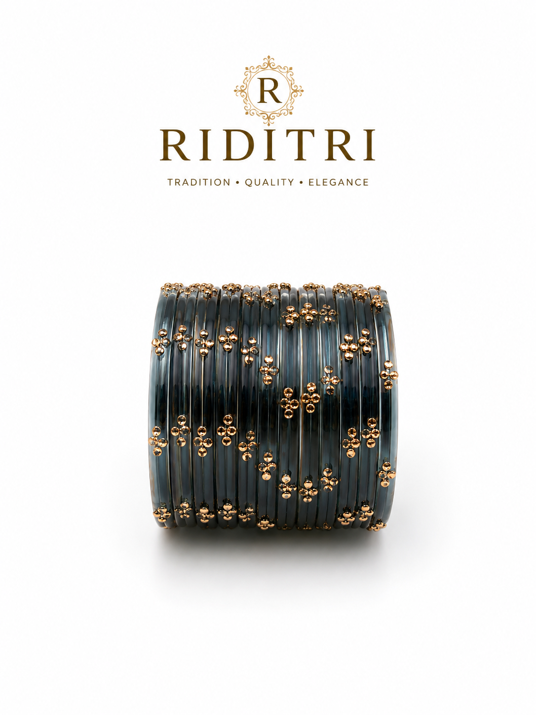 Raindrop Glass Bangles Sets-Dark Green (Kaai)