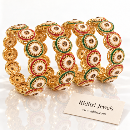 Chakra Red Green Gold Plated Bangles