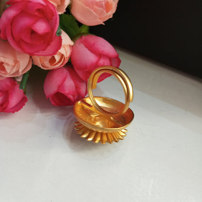 Matte Finish Adjustable Ring- Crafted Flower design