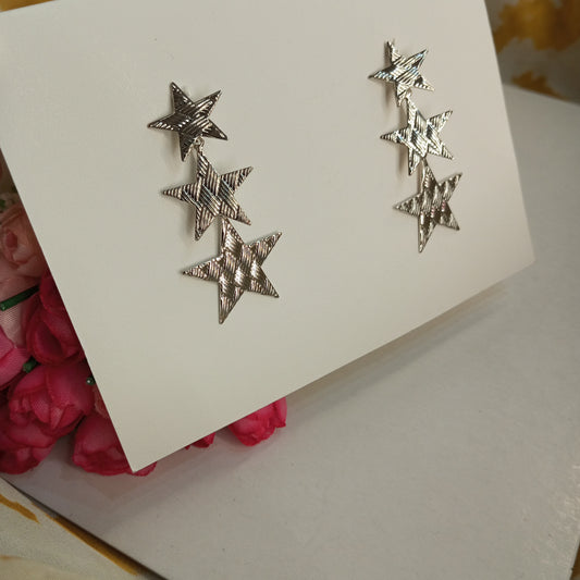 Silver Hanging Stars Earrings