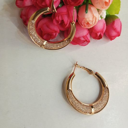 Rose Gold Hoop Earrings- Mesh Design