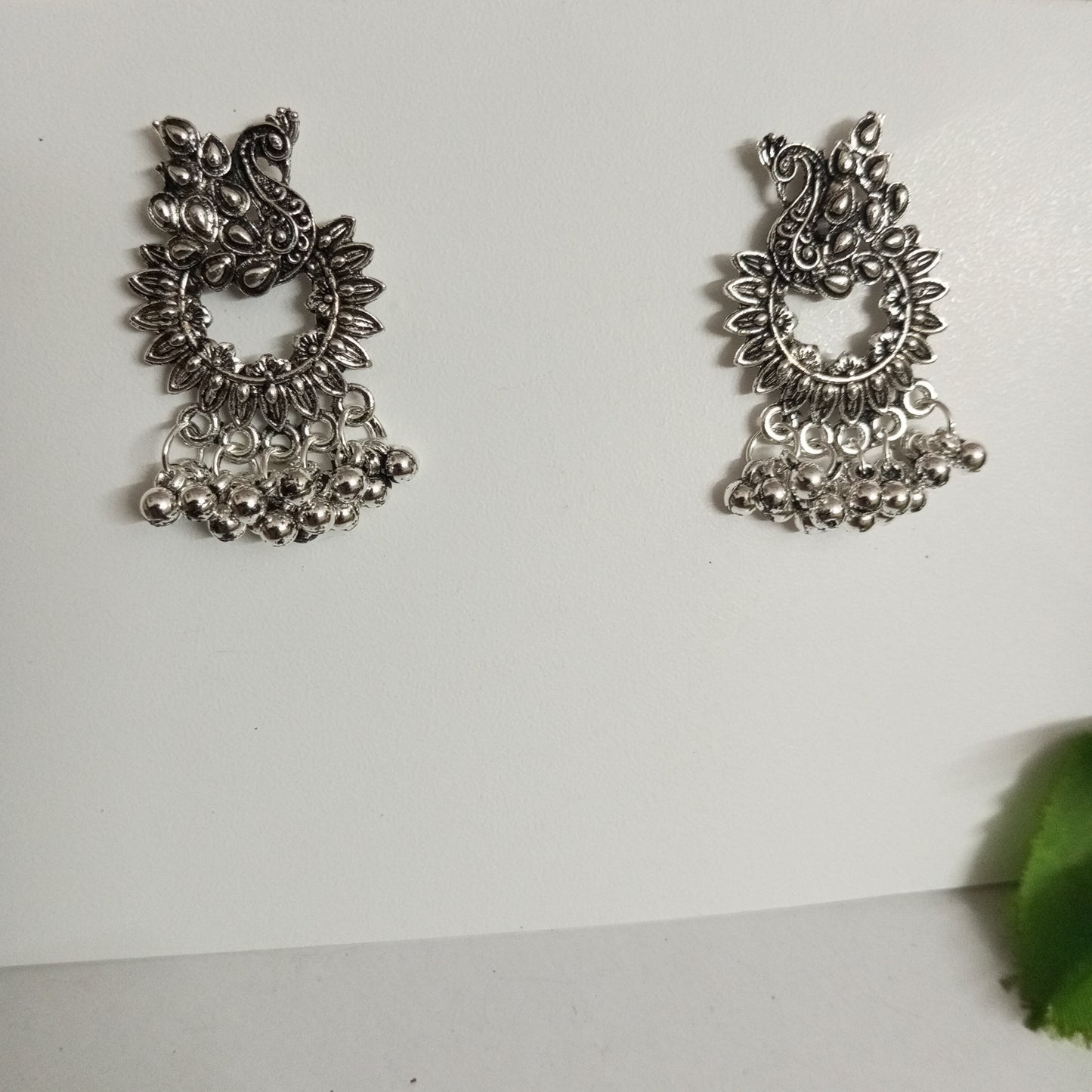 Oxidised Look Earrings Small Peacock