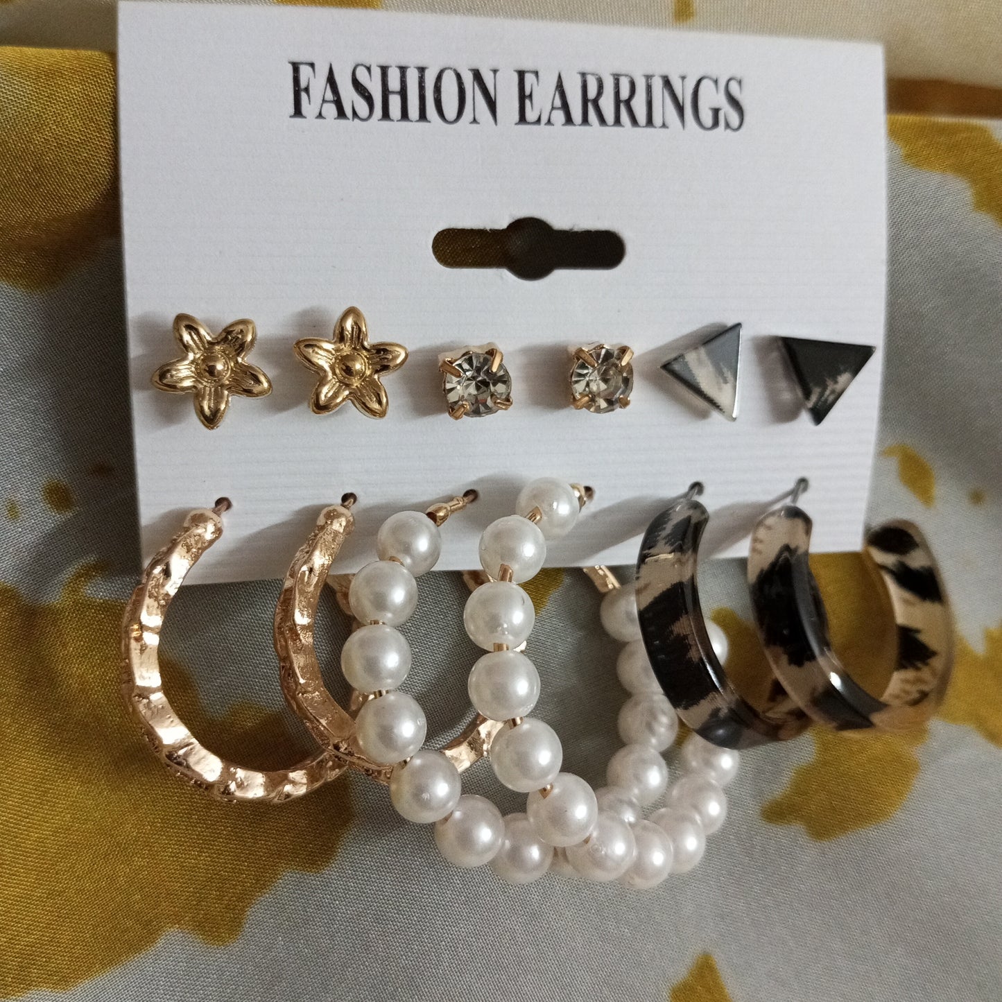 Combo of 6 Earrings- Cz, Golden and Pearl
