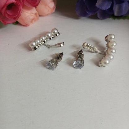 2 in 1 Earrings- Detachable Pearl Drop