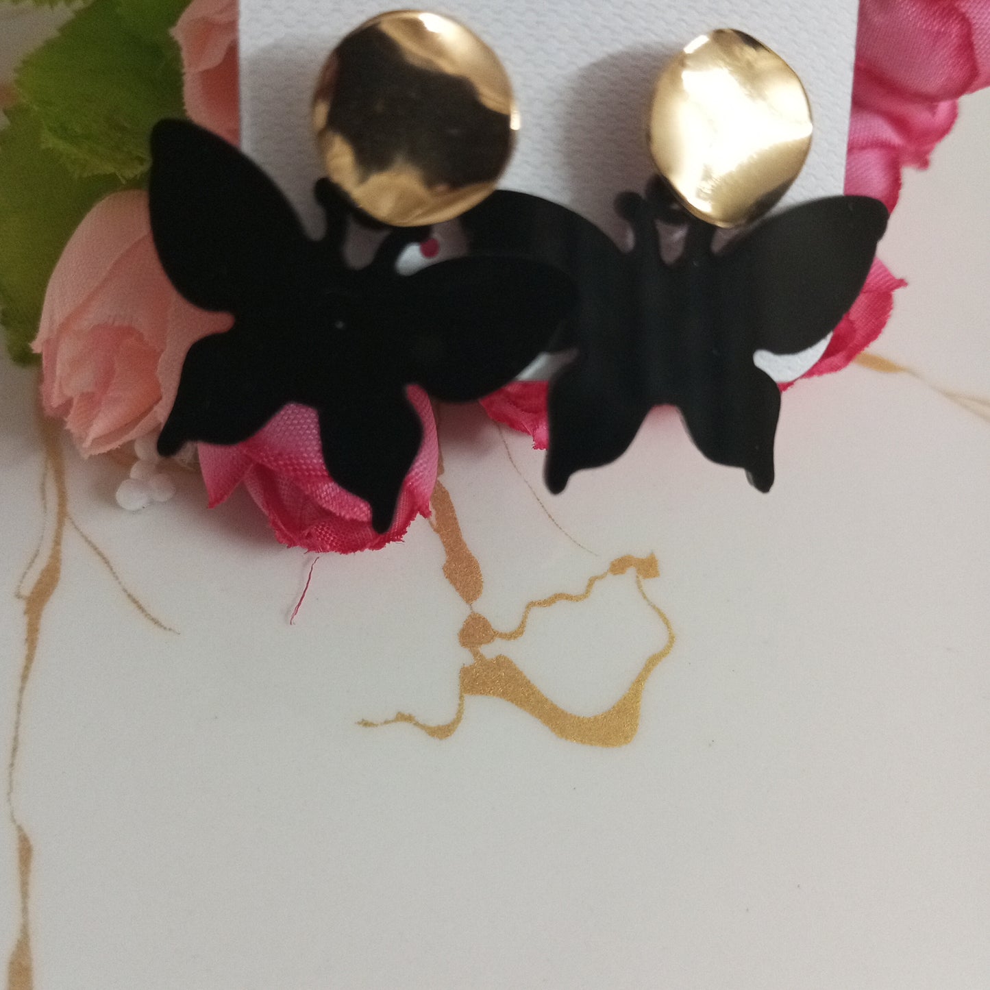 Butterfly Earrings- Black and Golden