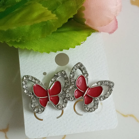 Cz studded Cute Butterfly Eartops-Earrings