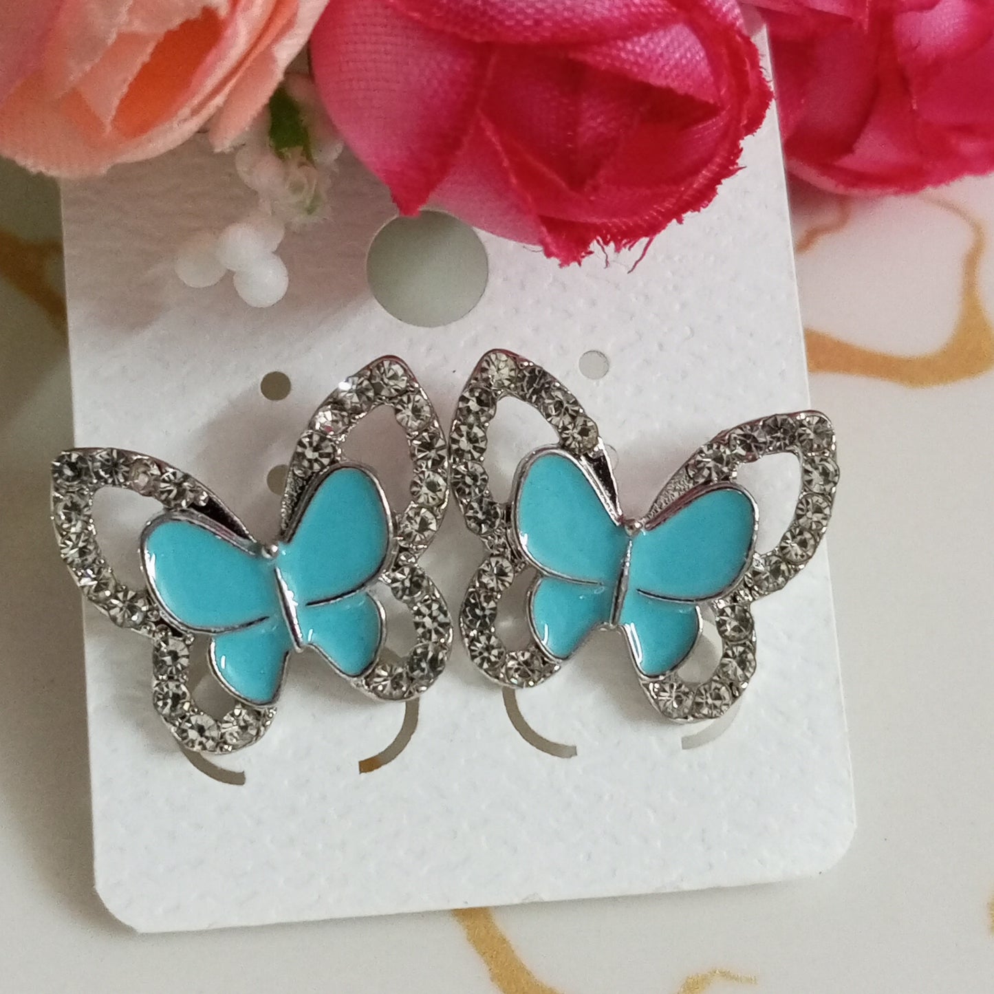 Cz studded Cute Butterfly Eartops-Earrings