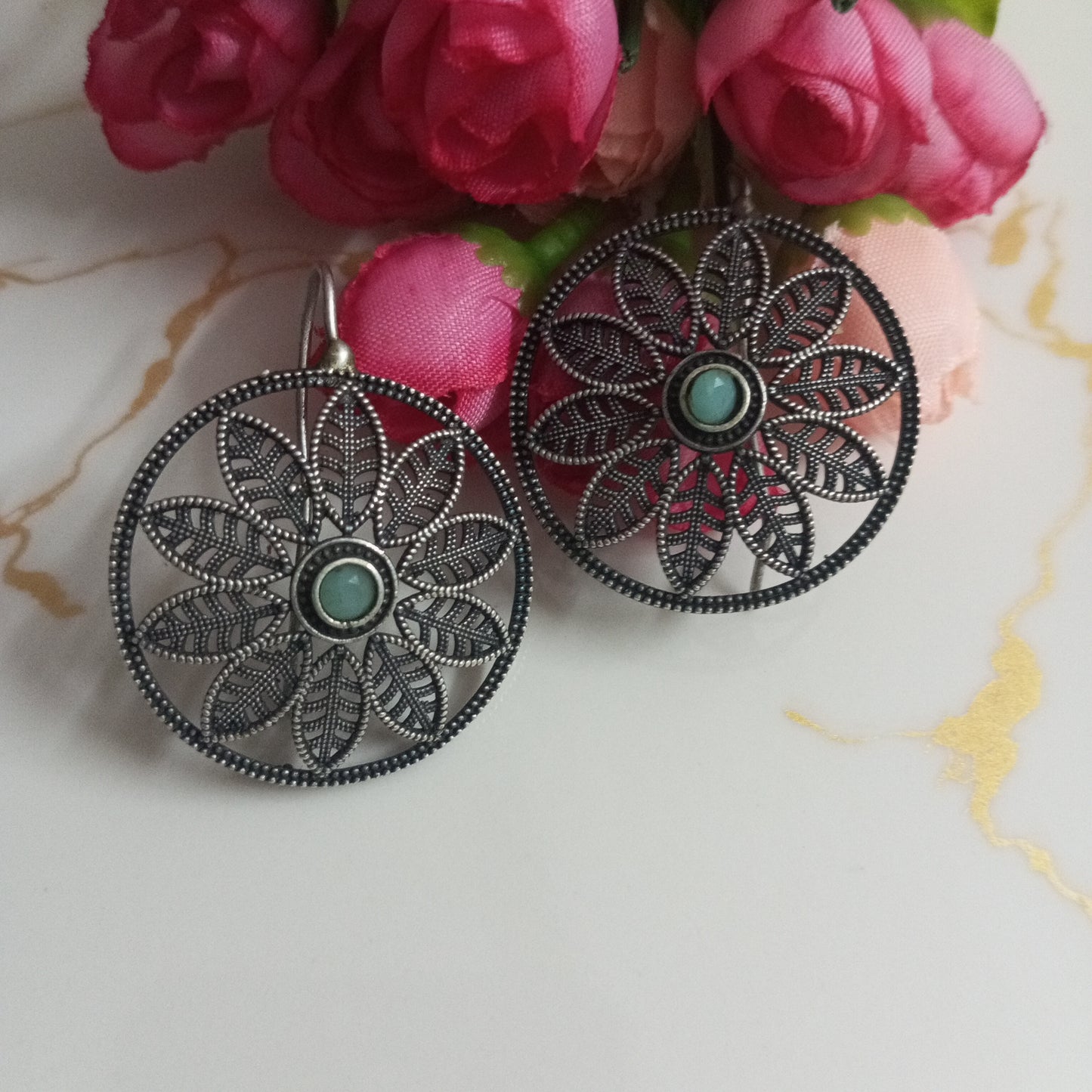 Oxidised Earrings flower design