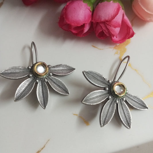 Oxidised Earrings half flower design