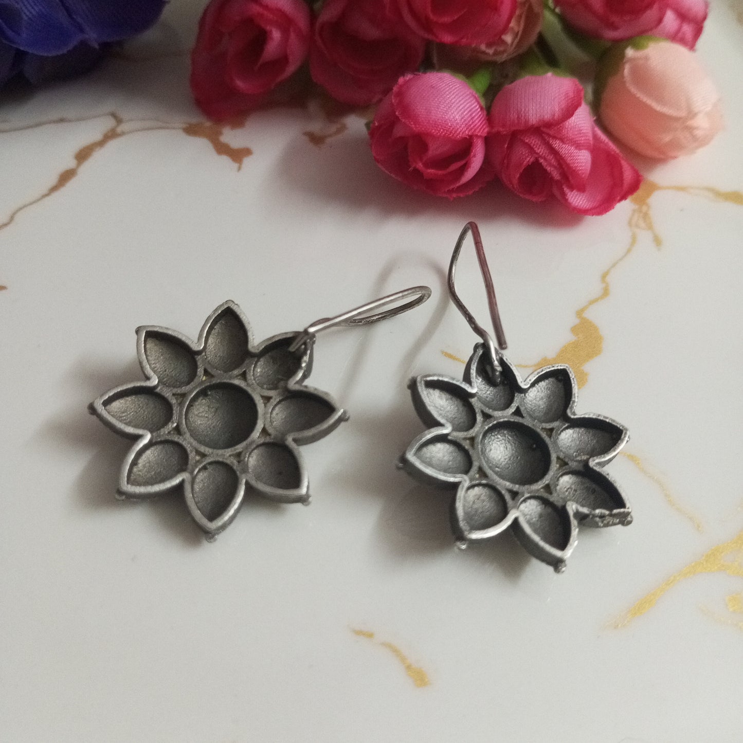 Oxidised Earrings Flower design