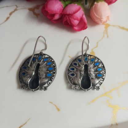 Peacock design Oxidised Earrings- Match with your outfit color
