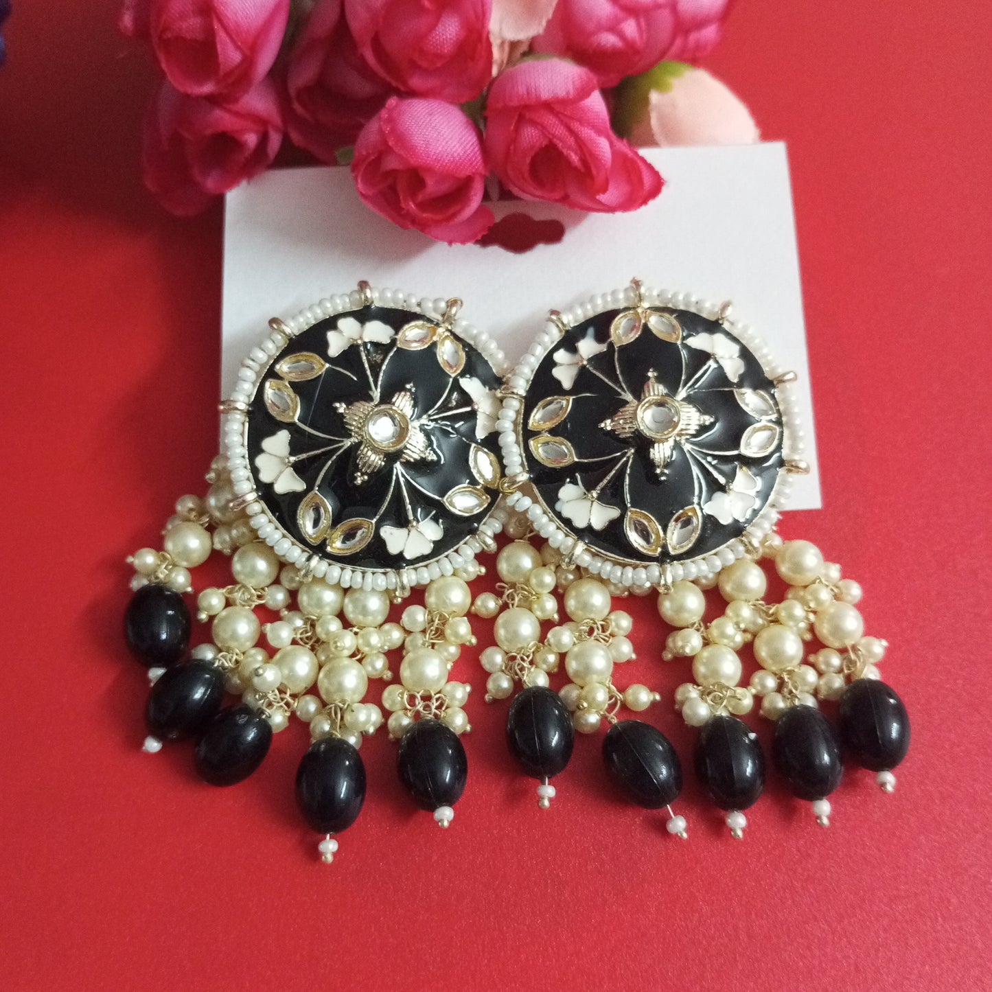 Ethnic Eartops with Meenakaari-Earrings