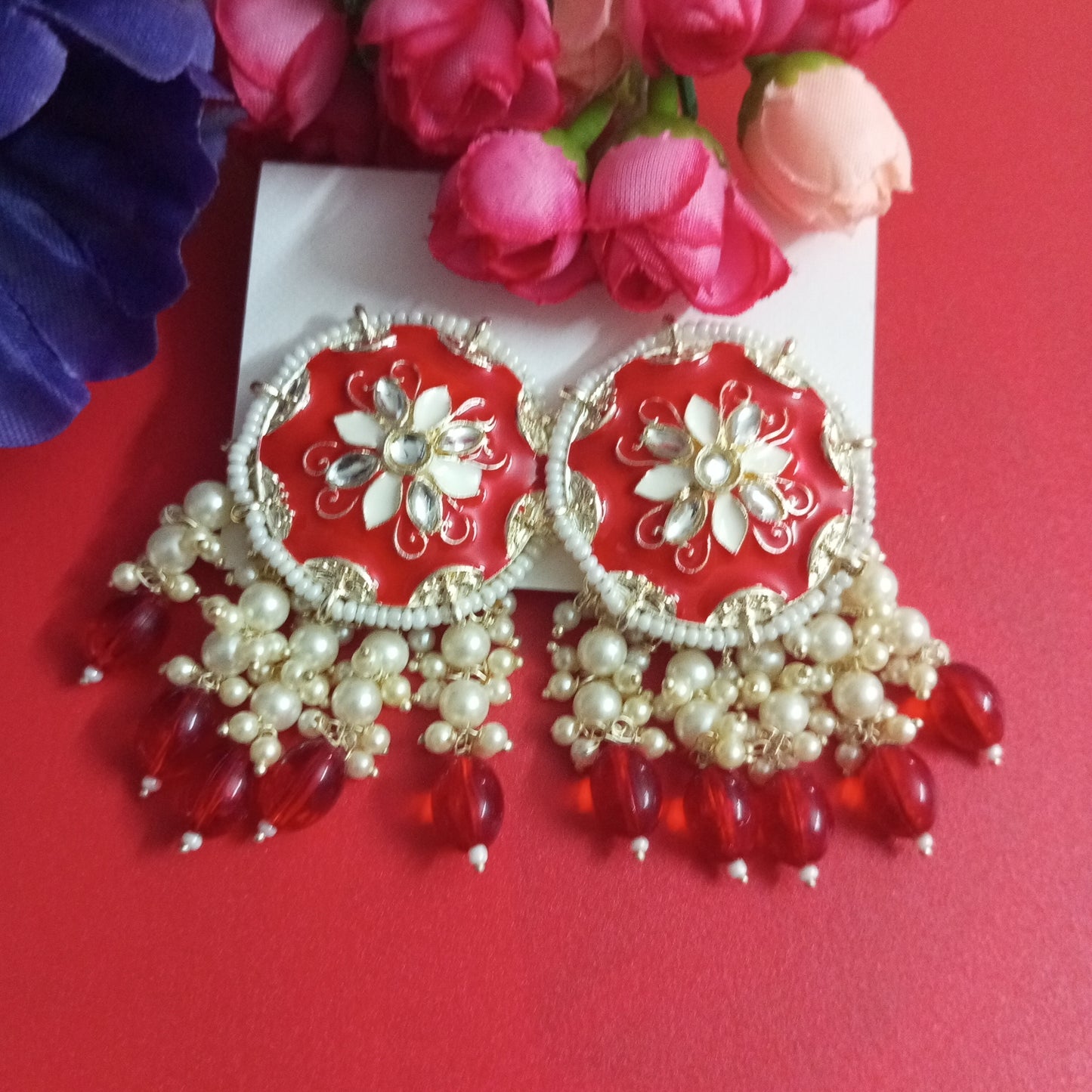 Ethnic Eartops with Meenakaari-Earrings