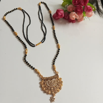 Cz Studded Golden Long Mangalsutra with a Hanging Star