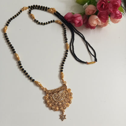 Cz Studded Golden Long Mangalsutra with a Hanging Star