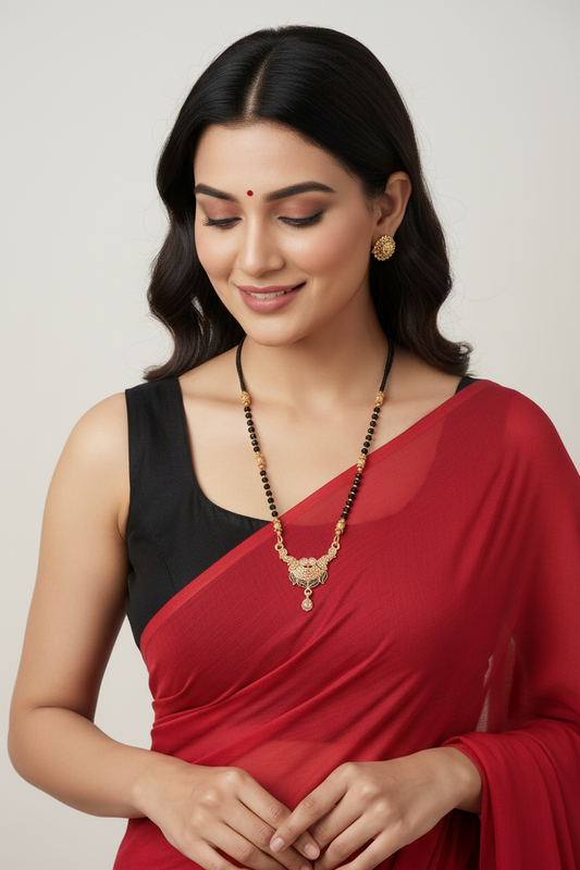 Cz Studded Blackbeads Medium length Mangalsutra