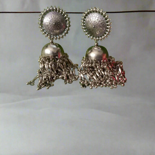 Oxidised Jhumka with Latkan Earrings