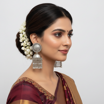 Oxidised Jhumka with Latkan Earrings