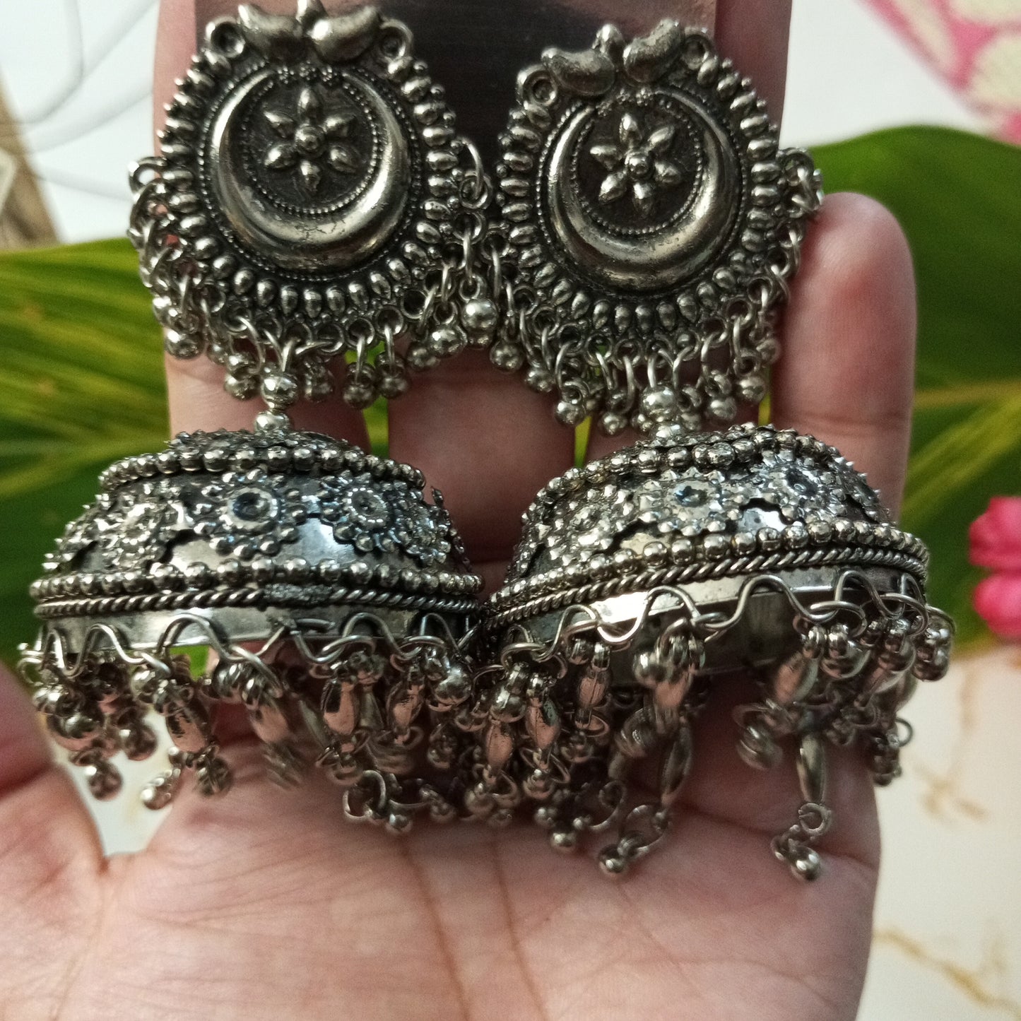 Oxidised Big Jhumka Earrings