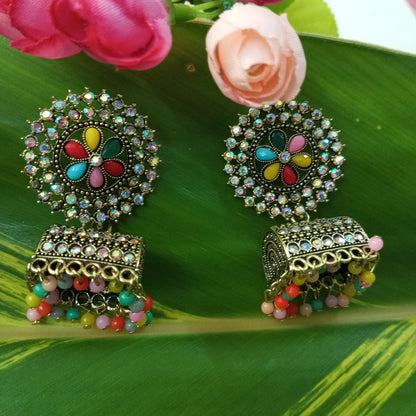 Multicolor Jhumki Ethnic Earrings