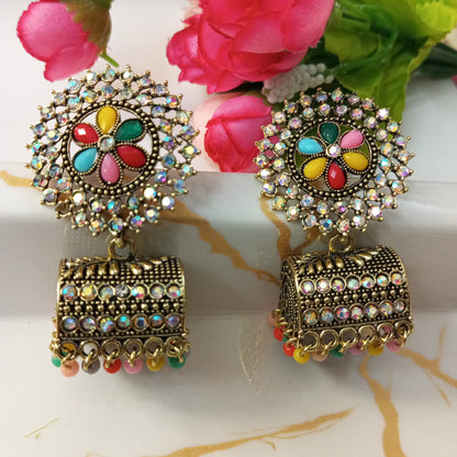 Multicolor Jhumki Ethnic Earrings