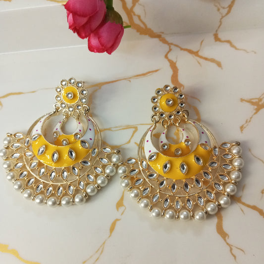 Ethnic Chandbali Earrings with Pearl work
