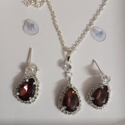 Silver Chain with Pendant and Earrings