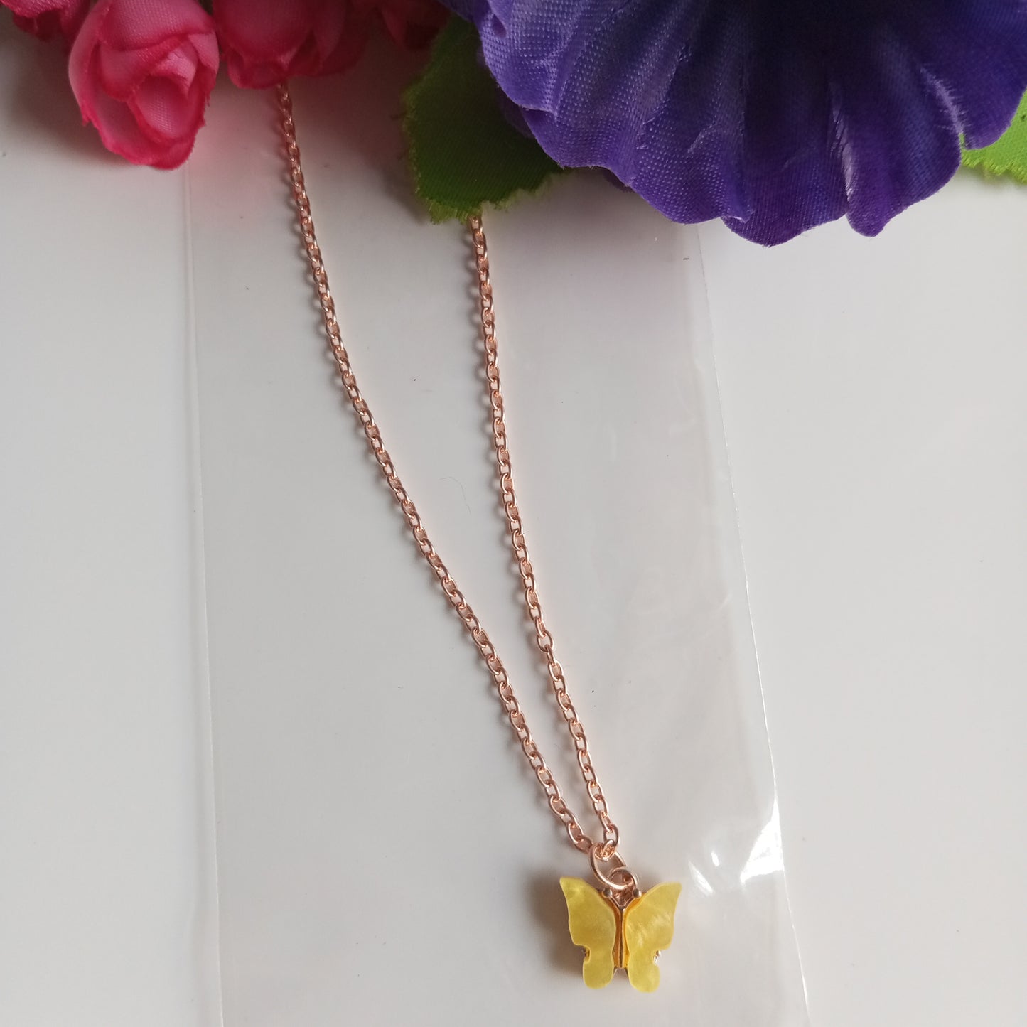 Chain with Pendant- Yellow Butterfly