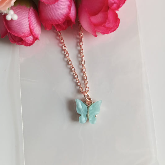 Chain with Pendant- Mint Blue Butterfly