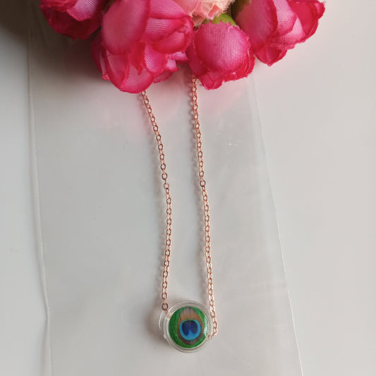 Chain with Pendant- Peacock Feather