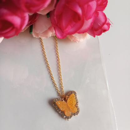 Chain with Pendant- cz Yellow Butterfly