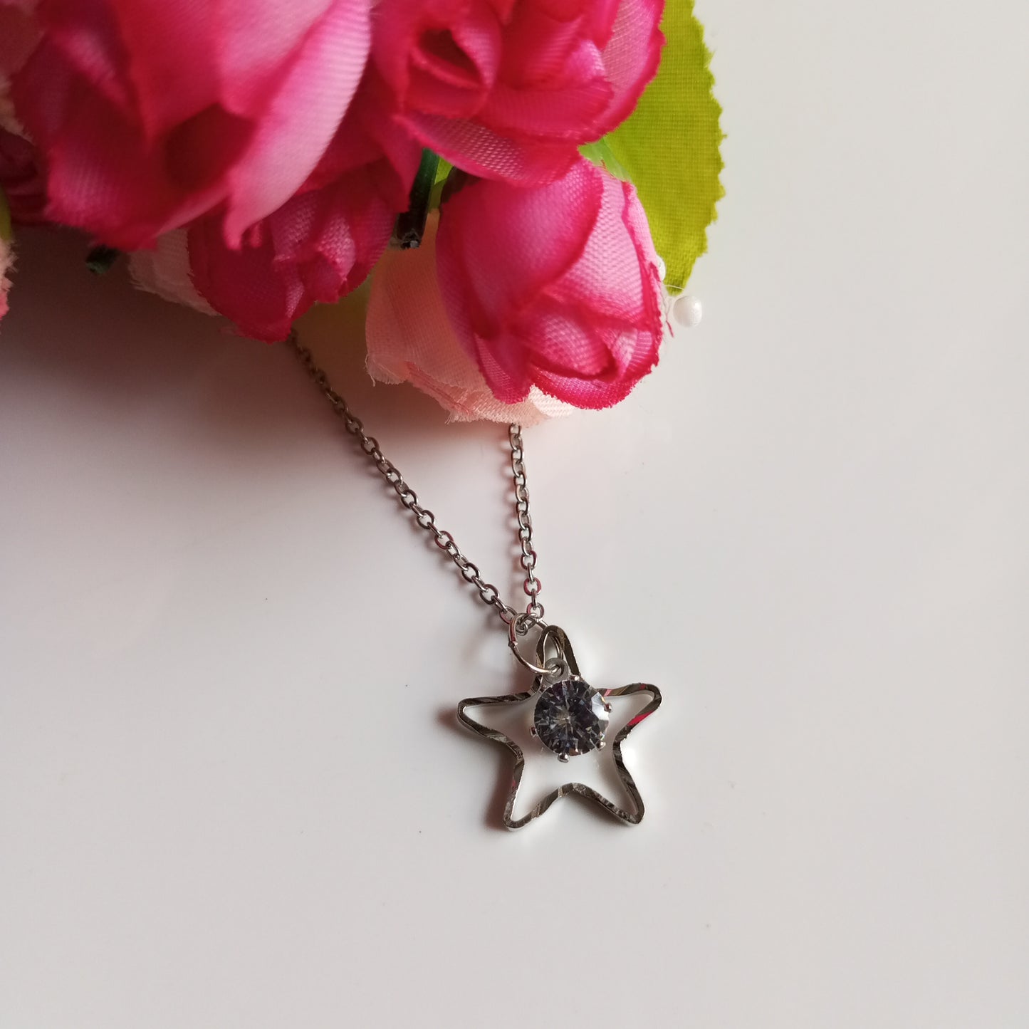 Silver Chain with Pendant- Stone in Star