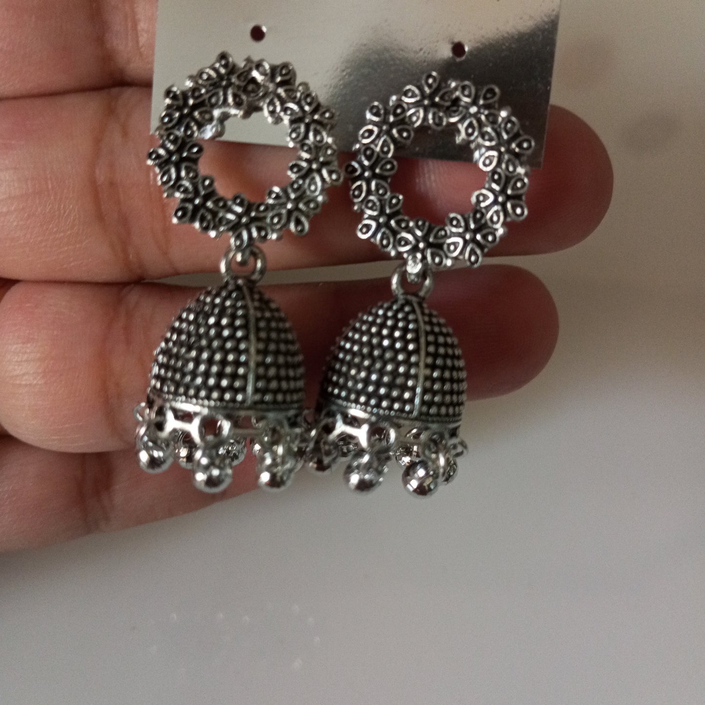 Oxidised Priri Jhumka Earrings