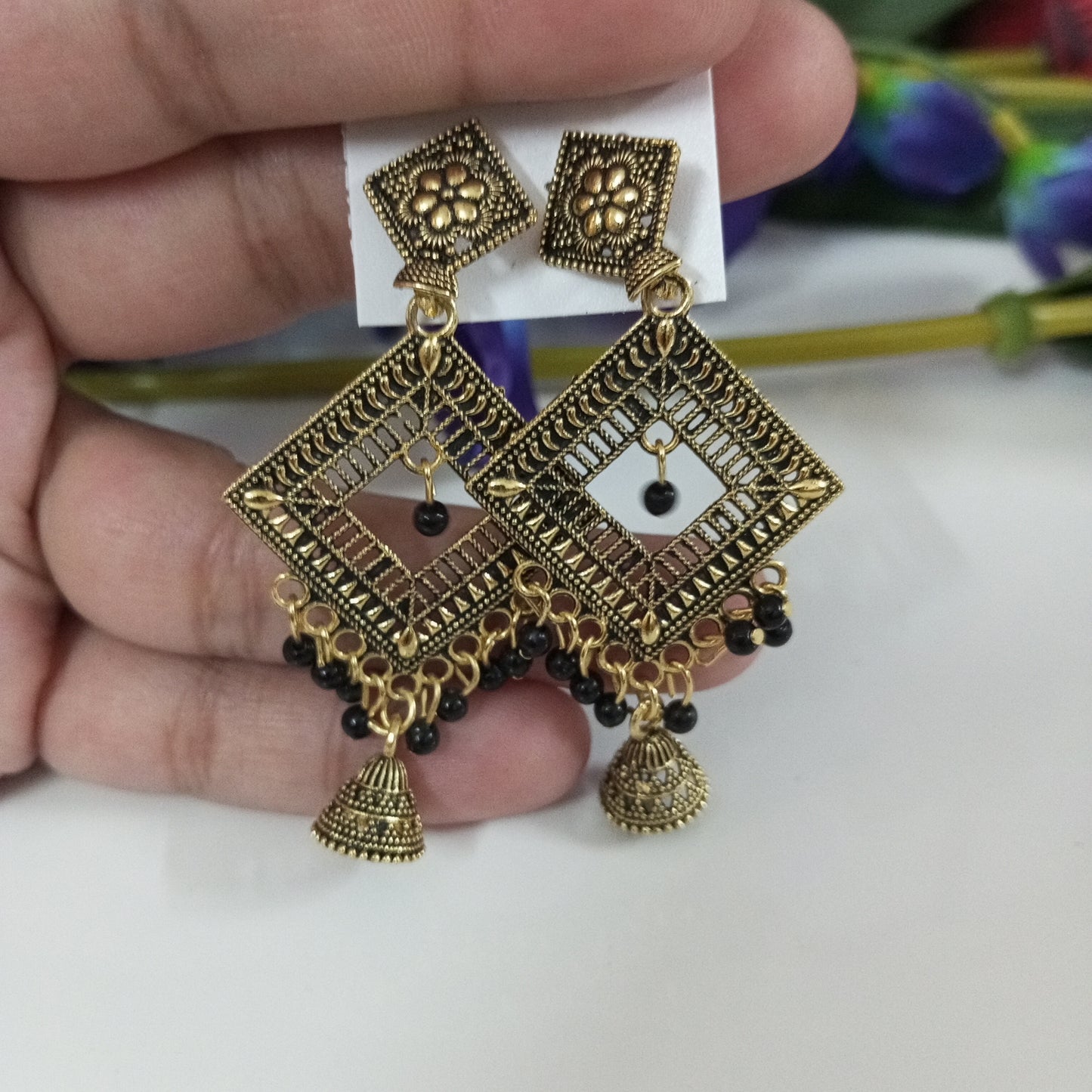 Oxidised Nishi2 Earrings