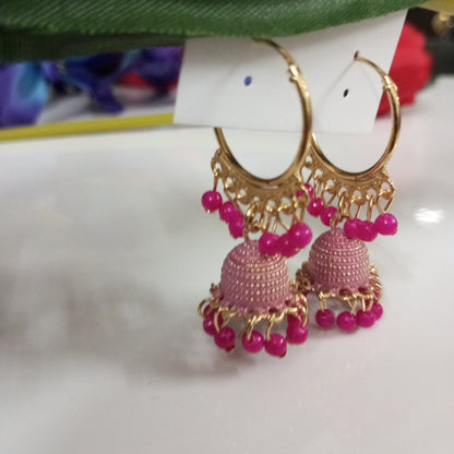 Oxidised Hoop with Jhumka Earrings
